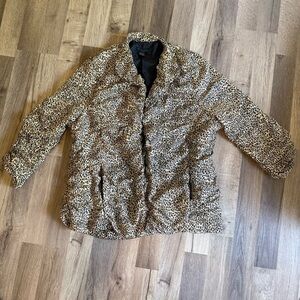 Silk Land Woman Silk Animal Print Jacket 3X Leopard Print Women's Jacket